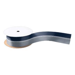 Navy Blue und Silver Graustreifen Satinband