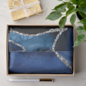 Navy Blue und Silver Imitats Glitzer Agate Seidenpapier (Geschenk)