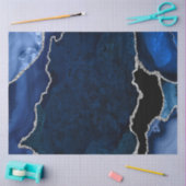 Navy Blue und Silver Imitats Glitzer Agate Seidenpapier (Basteln)