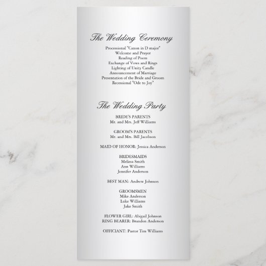 Navy Blue und Silver Lace Programm (Rückseite)