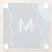 Navy Blue und Silver Marble Agate Glasuntersetzer (Rückseite)