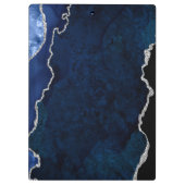 Navy Blue und Silver Marble Agate Klemmbrett (Rückseite)