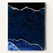Navy Blue und Silver Marble Agate Notizblock (Rückseite)