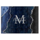 Navy Blue und Silver Marble Agate Schneidebrett (Vorderseite)