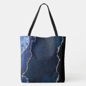 Navy Blue und Silver Marble Agate Tasche (Rückseite)
