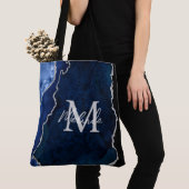 Navy Blue und Silver Marble Agate Tasche (Von Nahem)