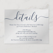 Navy Blue und Silver Modern Script Begleitkarte (Vorderseite)