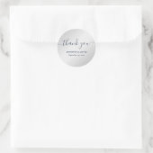 Navy Blue und Silver Modern Script Vielen Dank Runder Aufkleber (Tasche)