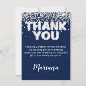 Navy Blue und Silver Party Danke, Card Einladung (Vorderseite)