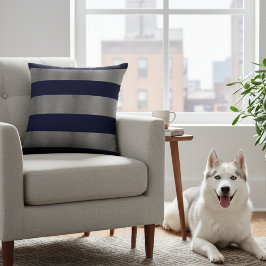 Navy Blue und Silver Pillow Kissen