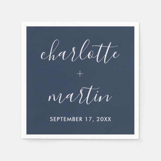 Navy Blue und Silver Polterabend Serviette (Vorderseite)