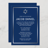 Navy Blue und Silver Star von David Bar Mitzvah Einladung (Vorne/Hinten)