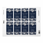 Navy Blue und Silver Tone Wedding Mini Wine Labels (Vorne)