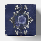 Navy Blue und Silver Viktorianisch Floral Damask Geschenkschachtel (Oben)