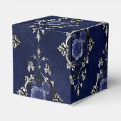 Navy Blue und Silver Viktorianisch Floral Damask Geschenkschachtel (Rückseite)
