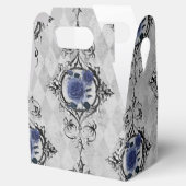Navy Blue und Silver Viktorianisch Floral Damask Geschenkschachtel (Geöffnet)