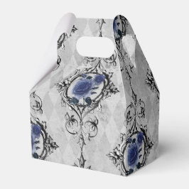 Navy Blue und Silver Viktorianisch Floral Damask Geschenkschachtel