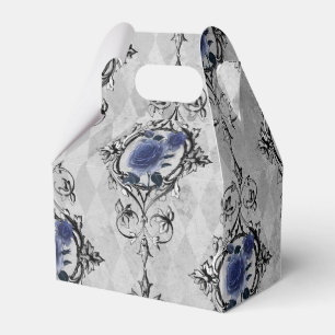 Navy Blue und Silver Viktorianisch Floral Damask Geschenkschachtel