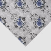 Navy Blue und Silver Viktorianisch Floral Damask Seidenpapier (Ausschnitt)