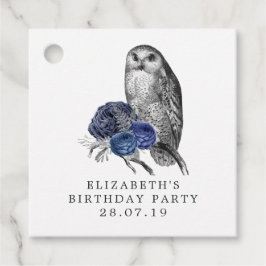 Navy Blue und Silver Vintag Owl Geschenkanhänger