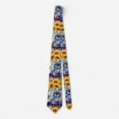 Navy Blue und Sonnenblumen Neck Tie Krawatte (Vorderseite)