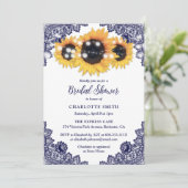 Navy Blue und Sunflower Bridal Einladung (Stehend Vorderseite)
