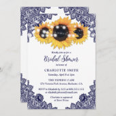 Navy Blue und Sunflower Bridal Einladung (Vorne/Hinten)