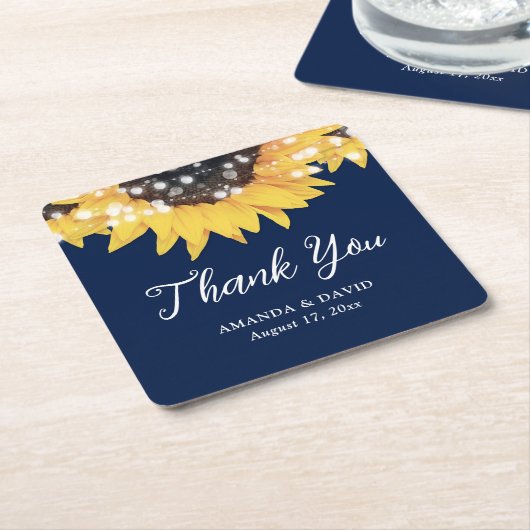 Navy Blue und Sunflower Vielen Dank Gastgeschenk H Rechteckiger Pappuntersetzer (angewinkelt)