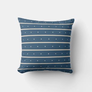 Navy Blue und Tan Striped Polka Dot Neutral Decke Kissen