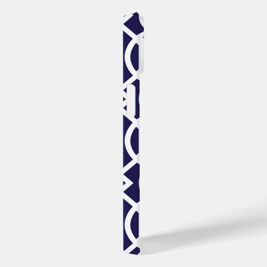 Navy Blue und Türkis Modern Trellis Monogram Case-Mate iPhone Hülle (Rückseite / Rechts)