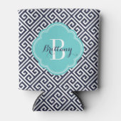 Navy Blue und Türkise; Monogramm griechischer Schl Dosenkühler (Vorderseite)