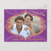 Navy Blue und Violet mit Gold Mandalase Announc Ankündigungspostkarte (Vorderseite)