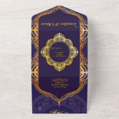 Navy Blue und Violet mit Gold-Mandalasen All In One Einladung (Außenbereich)