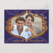 Navy Blue und Violet mit Gold-Mandalasen Ankündigungspostkarte (Vorderseite)