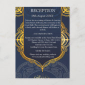 Navy Blue und Violet mit Gold-Mandalasen Ankündigungspostkarte (Vorderseite)