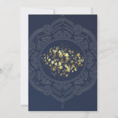 Navy Blue und Violet mit Gold-Mandalasen Einladung (Rückseite)