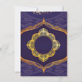 Navy Blue und Violet mit Gold-Mandalasen Einladung (Rückseite)