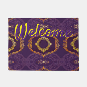 Navy Blue und Violet mit Gold-Mandalasen Fußmatte