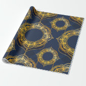 Navy Blue und Violet mit Gold-Mandalasen Geschenkpapier (Ungerollt)