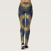 Navy Blue und Violet mit Gold-Mandalasen Leggings (Rückseite)