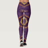 Navy Blue und Violet mit Gold-Mandalasen Leggings (Rückseite)