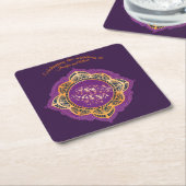 Navy Blue und Violet mit Gold-Mandalasen Rechteckiger Pappuntersetzer (angewinkelt)