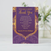 Navy Blue und Violet mit Gold-Mandalasen RSVP Karte (Stehend Vorderseite)