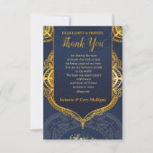 Navy Blue und Violet mit Gold-Mandalasen RSVP Karte (Vorderseite)