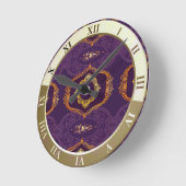 Navy Blue und Violet mit Gold-Mandalasen Runde Wanduhr (Winkel)