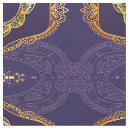 Navy Blue und Violet mit Gold-Mandalasen Stoff