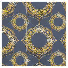 Navy Blue und Violet mit Gold-Mandalasen Stoff