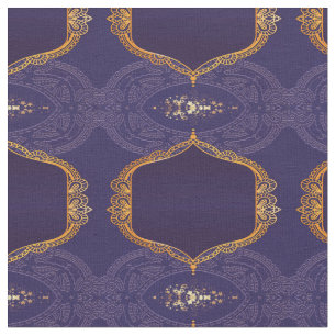 Navy Blue und Violet mit Gold-Mandalasen Stoff