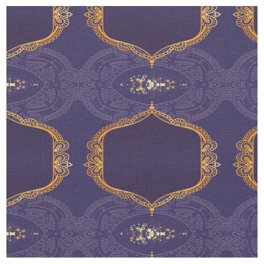 Navy Blue und Violet mit Gold-Mandalasen Stoff (Nahaufnahme)