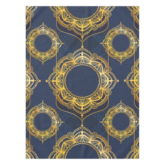 Navy Blue und Violet mit Gold-Mandalasen Tischdecke (Vorderseite)